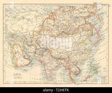 La Perse POLITIQUE ASIE Chine Japon Hejaz Siam Corea Turkestan JOHNSTON 1892 map Banque D'Images