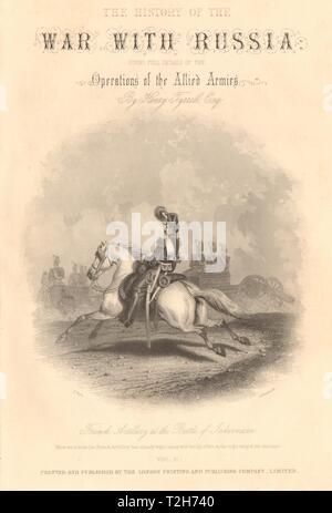 Guerre de Crimée. L'artillerie française, Bataille d'Inkerman. 5 nov 1854. Page de titre 1860 Banque D'Images