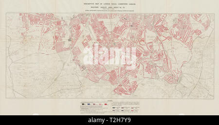 /Stand CARTE DE PAUVRETÉ LSE Wandsworth Battersea Clapham Lambeth Norwood 1930 76200 Banque D'Images