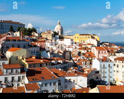 Vue du Miradouro Santa Luzia et à la vieille ville, Alfama, Lisbonne, Portugal Banque D'Images