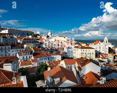 Vue du Miradouro Santa Luzia et à la vieille ville, Alfama, Lisbonne, Portugal Banque D'Images