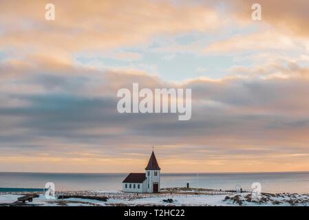 L'église de Navarrenx, Péninsule de Snæfellsnes, Vesturland, Islande Banque D'Images