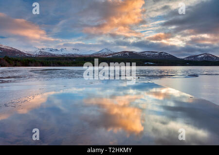 Aube naître sur le Loch Morlich, Glenmore, Ecosse, Royaume-Uni, Europe Banque D'Images