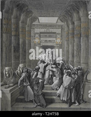 Joseph se révèle à ses frères. La Bible. Livre de la Genèse. Gravure de Gustave DorŽ, 1866. Banque D'Images