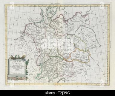 'Germania Antiqua…'. Allemagne ancienne divisée en tribus. ZATTA 1785 Ancien site Banque D'Images
