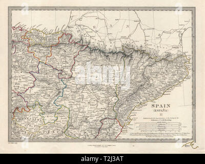 L Espagne Au Nord Est Catalogne Aragon Soria Navarra Bizcaya Guipozcoa Sduk 1844 La Carte Photo Stock Alamy