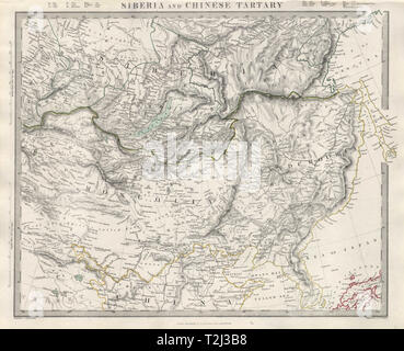 La Sibérie et la Mongolie Mandchourie TARTARIE CHINOISE Chine Corée silk road map 1846 SDUK Banque D'Images