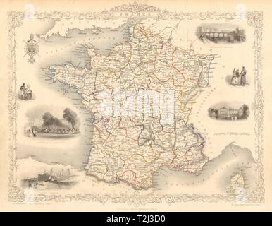 La France. Les provinces. Sans Comté de Nice et la Savoie/Savoie. RAPKIN TALLIS/1851 map Banque D'Images