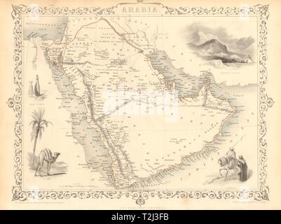 Saoudite. Deba (Dubaï) Abothubi (Abu Dhabi) Oman Koweït. RAPKIN TALLIS & carte 1851 Banque D'Images