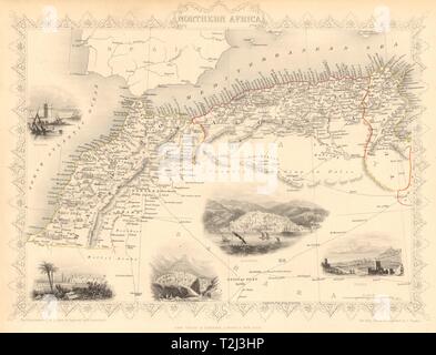 L'AFRIQUE DU NORD. Maroc Tunisie Algérie. Routes caravanières. RAPKIN TALLIS/1851 map Banque D'Images