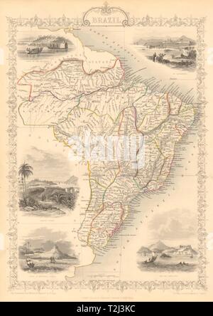 Le BRÉSIL. L'Uruguay dans le cadre de Brésil. Rio de Janeiro voir carte 1851 TALLIS & RAPKIN Banque D'Images