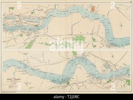 PORT DE LONDRES. Quais/quais. Woolwich-Tilbury Thames/Gravesend. BACON 1934 map Banque D'Images