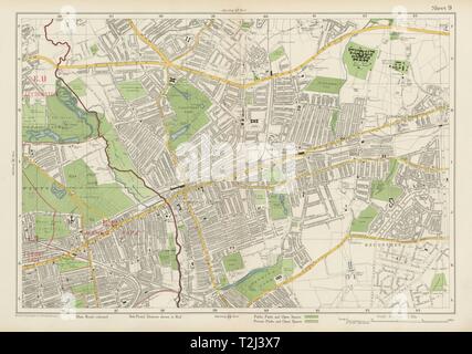 Les aboiements d'ILFORD Wanstead Flats Goodmayes Newbury Park Becontree. BACON 1934 map Banque D'Images