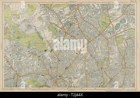 ISLINGTON Highgate HAMPSTEAD Camden Finsbury Park Primrose Hill. BACON 1919 map Banque D'Images