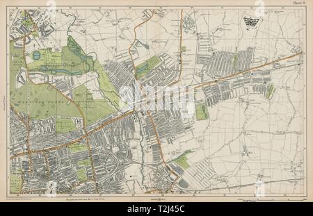 Les aboiements d'ILFORD WANSTEAD Forest Gate sept rois Chadwell Heath. BACON 1919 map Banque D'Images