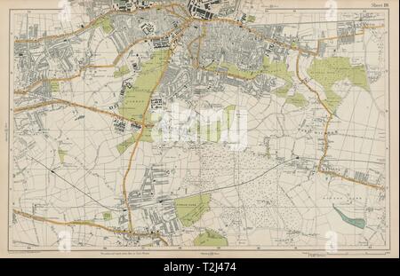 WOOLWICH Charlton Yvoir Bexley Plumstead Shooters H Greenwich.BACON map 1919 Banque D'Images