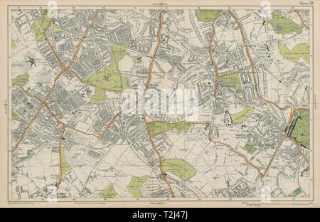 STREATHAM Mitcham Balham Tooting Streatham 76200 Norwood. BACON 1919 map Banque D'Images