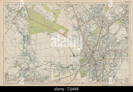 CROYDON Mitcham Carshalton Wallington Thornton Heath Beddington. BACON 1919 map Banque D'Images