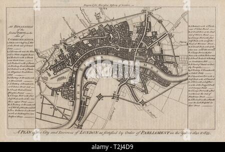 La guerre civile de plan Londres comme fortifiée par le Parlement en 1642/3 1776 .HARRISON site Banque D'Images