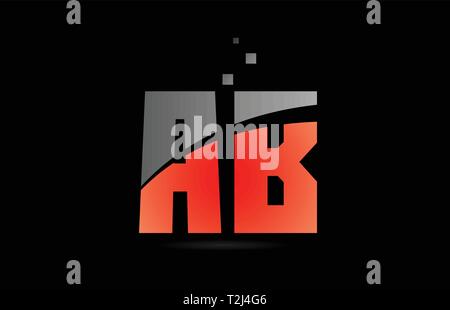 Orange gris sur fond noir sur lettre de l'alphabet A B AB design combinaison logo approprié pour une société ou entreprise Illustration de Vecteur