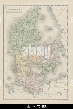 Le Danemark, y compris Schleswig Holstein & Sleswick. SIDNEY HALL 1856 carte ancienne Banque D'Images