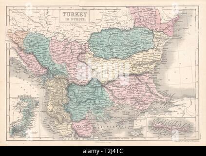 La Turquie dans l'Europe. Insérez le Bosphore. Balkans. SIDNEY HALL 1856 carte ancienne Banque D'Images