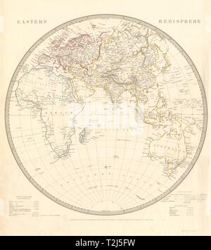 Hémisphère oriental. Europe Afrique Asie Australie. L'antarctique. 1845 SDUK ancienne carte Banque D'Images