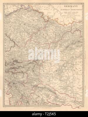 La domination autrichienne. La Bohême Moravie Styrie Croatie Hongrie l'Illyrie. Carte 1845 SDUK Banque D'Images