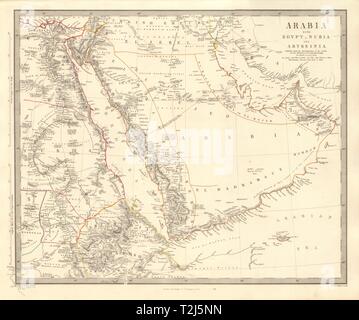 Saoudite. Haj itinéraires. Deba/Abothubi Dubai/Abu Dhabi. "Pirate" de la côte. Carte 1846 SDUK Banque D'Images