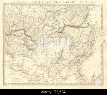 La Sibérie et la Mongolie Mandchourie TARTARIE CHINOISE Corée Chine silk road map 1846 SDUK Banque D'Images