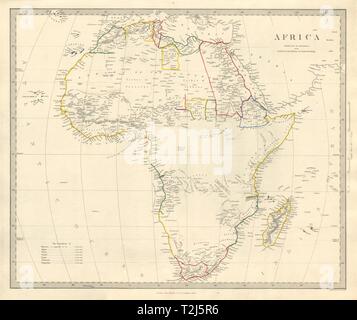 L'Afrique. La carte d'avant beaucoup d'exploration. Montagnes de Kong. 1846 SDUK ancien Banque D'Images