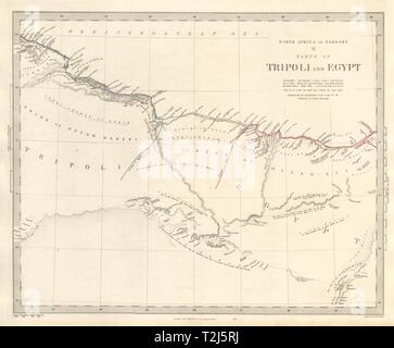 L'AFRIQUE DU NORD D'BABRBARY V Parties de Tripoli et l'Égypte. Les tribus de la Libye. Carte 1846 SDUK Banque D'Images