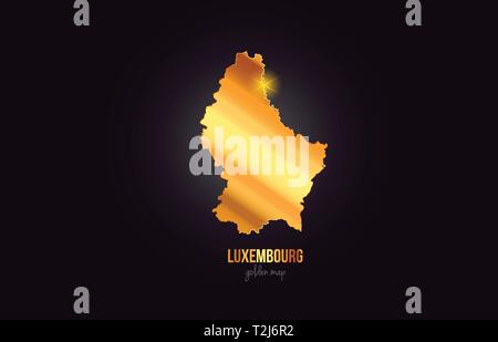 Pays Luxembourg carte frontalière en métal doré or design couleur convient pour un logo design icône Illustration de Vecteur