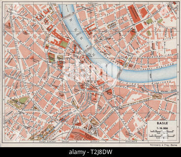Bâle Bâle. Plan Plan de la ville ville vintage. Suisse 1948 old vintage Banque D'Images
