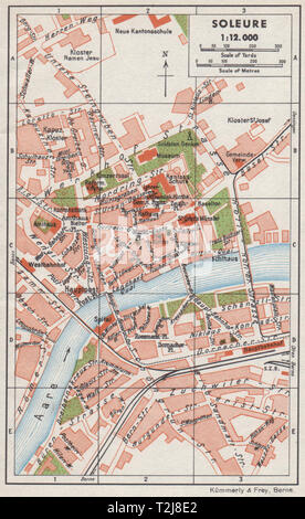 La plage 16. Plan Plan de la ville ville vintage. Suisse 1948 old vintage chart Banque D'Images