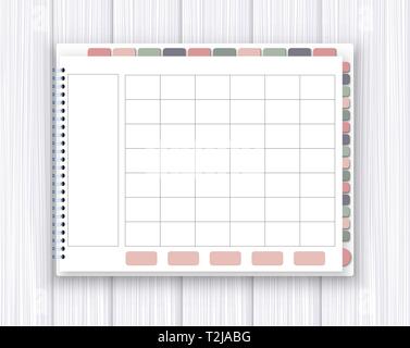 Digital planner template design pour faire un signet et ordinateur portable organiseur bloc-notes. Version imprimable brochure concept d'organisation, de planification idée. Illustration de Vecteur