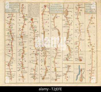 La carte de route. Northampton-Coventry Aberystwyth Carlisle. Hinton 1765 ancien Banque D'Images