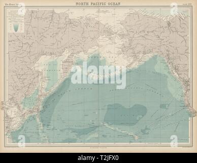 Océan Pacifique Nord. De la mer de Béring. La Sibérie, Alaska Japon Kamchatka. 1922 fois la carte Banque D'Images