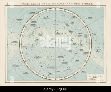 Constellation de l'hémisphère nord. Ciel de nuit. La cartographie. La carte 1900 fois Banque D'Images