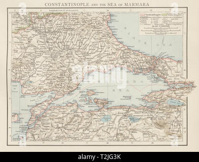 Constantinople et la mer de Marmara. Istanbul. Dardanelles. La Roumélie. Fois la carte 1900 Banque D'Images