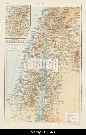 La Palestine. La Judée highlands. L'ancienne et les noms arabes. Terre sainte. Fois la carte 1900