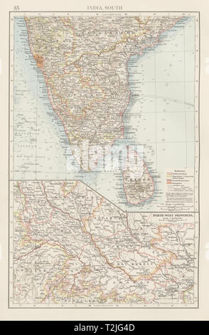 L'Inde et du sud au nord-ouest des provinces. La Goa Français Portugais fois 1900 map Banque D'Images