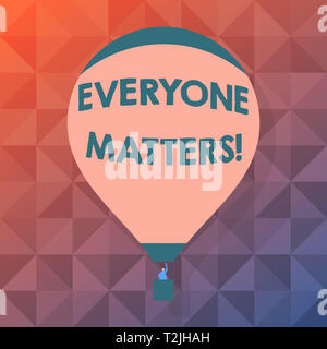 L'écriture de texte Word Questions tout le monde. Photo d'affaires mettant en valeur signifie que nous tout le monde a droit et devoirs égaux Rose Blanc Hot Air Balloon Floating w Banque D'Images