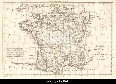 Royaume de France, divisé en Gouvernements. Les provinces. BONNE vieille carte 1789 Banque D'Images