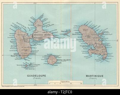 ANTILLES FRANÇAISES. Martinique Guadeloupe. French West Indies vintage map 1931 Banque D'Images