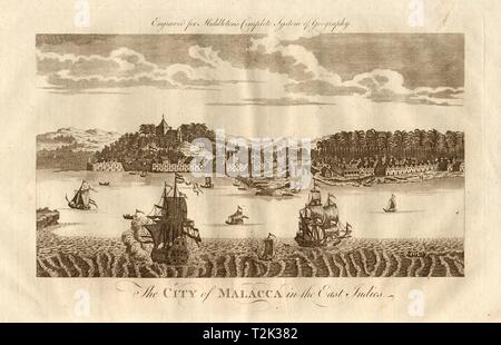 'La ville de Malacca dans les Indes orientales". La Malaisie. MIDDLETON 1779 old print Banque D'Images