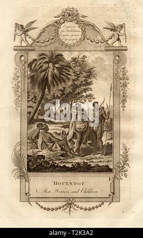 Hottentots, hommes, femmes et enfants. Khoikhoi. L'Afrique australe. MIDDLETON 1779 Banque D'Images