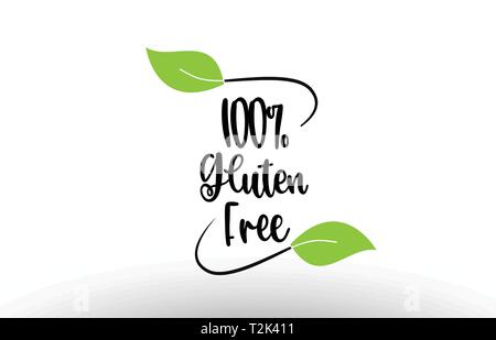 100  % sans gluten sans mot ou texte avec feuille verte sur fond blanc convient pour l'icône de carte ou typographie logo design Illustration de Vecteur