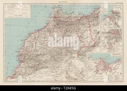 Le FRANÇAIS AU MAROC. Maroc protectorat français. Fès Rabat Casablanca 1929 plans de site Banque D'Images