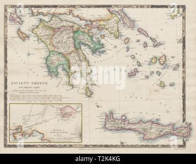 La Grèce antique.Morea Creta Athènes Cyclades Péloponnèse SDUK Arcadia 1844 map Banque D'Images